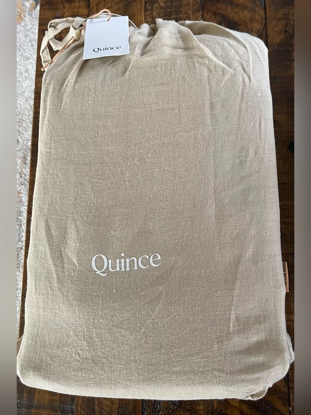NWT Quince European Linen 3 Piece Duvet Cover Set, King/Cal king (Toffee)